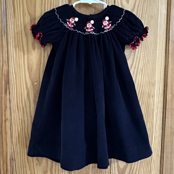 Classic Whimsy Girls Navy Smocked Christmas Dress ~ 24M - Picture 1 of 10
